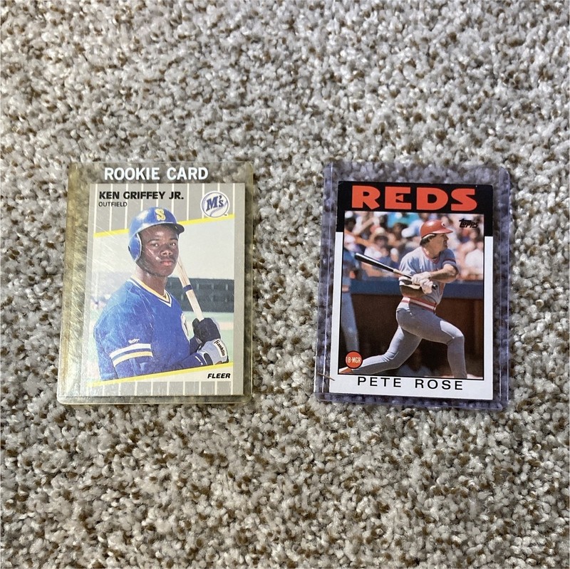 Fleer/Topps 1989 MLB 2-Card Lot Ken Griffey Jr Rookie #548 Pete Rose #1