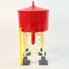 Vintage Marx Water Tower #65 Plastic Toy Red Yellow 1950s Model W/Box Damaged