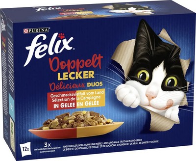 Felix Doppelt leckerer Sortenmix vom Land Katzenfutter 12 x 85 g
