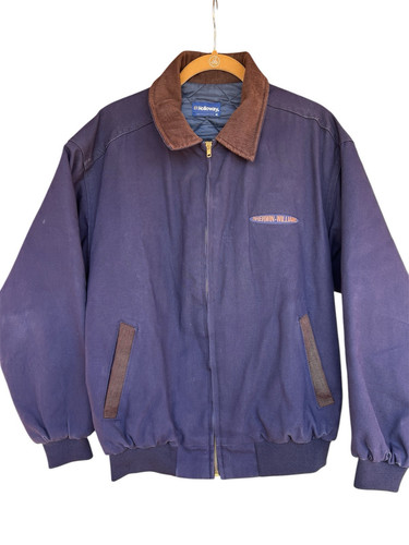VTG Holloway Sherwin-Williams Mens M Canvas Chore Jacket Corduroy Collar Blue