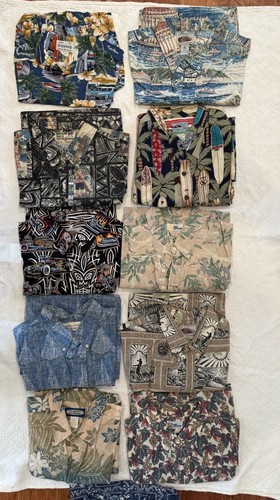 11 Button Up XL Shirt Mens REYN SPOONER Hawaiian Floral Hot Rods Art Of Eddy - Picture 1 of 6