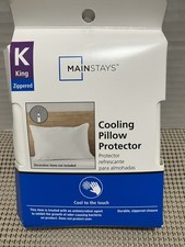 Mainstays King Cooling Pillow Protector Zippered Antimicrobial Arctic White