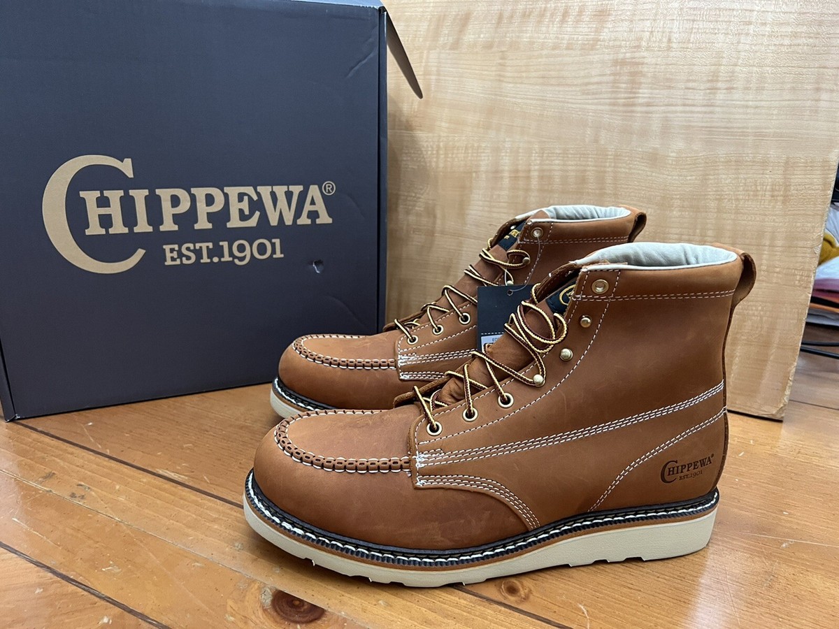 Chippewa 11 D (US) - Men's Edge Walker 6” Moc-Toe Leather Boots | eBay