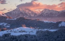 Landscape forest nature winter hills snow clouds sky Custom Gaming Mat Desk