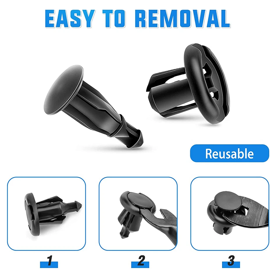 100x For Honda Acura Trim Panel Clips Bumper Fender Push Pin Rivet 10mm Engine - Изображение 4 из 4