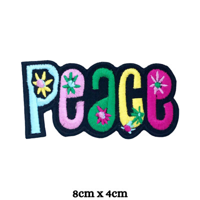 Peace Flowers Badge Colourful Peace Sign Embroidery Patch Iron On - Foto 9