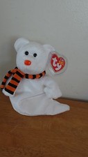 TY BEANIE BABIES BEARS QUIVERS HALLOWEEN GHOST BEAR BIRTH DATE OCT 21, 2002