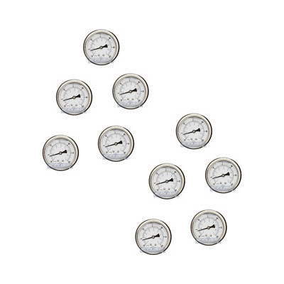 10 PACK LIQUID FILLED VACUUM GAUGE -30-100 PSI, 2.5'' FACE, 1/4'' BACK MOUNT WOG