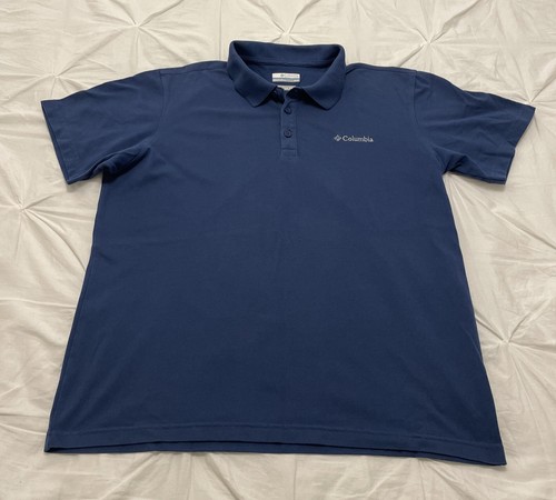 EUC! Columbia Active Fit Herren Medium Kurzarm Poloshirt; Blau