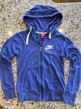 NIKE Women  s FullZip Hoodie Sweatshirt Size XS Small Blue Just Do It Logo Swoosh