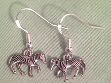 ZEBRA EARRINGS - Pewter with Sterling Silver Ear Wires or GP Stripes