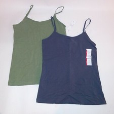 Set of 2 Time Tru Camisole Small Tank Top Blue Green Solid Fitted New