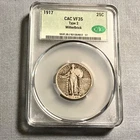 1917 Type II Standing Liberty  Quarter 25 Cents - CAC VF 35