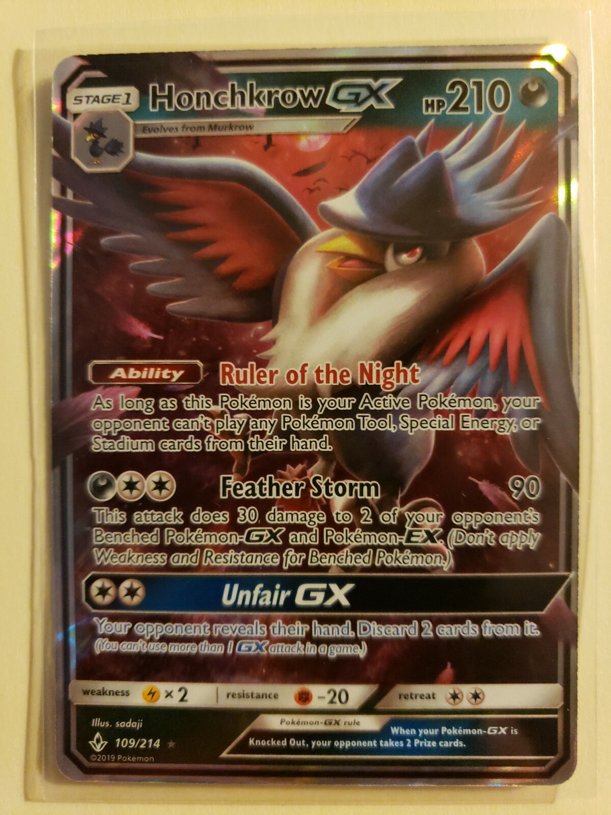 POKEMON UNBROKEN BONDS : HONCHKROW GX 109/214