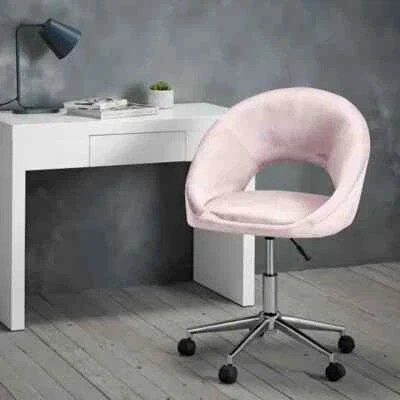 LPD Home Office Chair Pink Luxury Velvet castors Cushioned Brand New Free Delivery