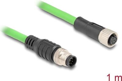 Delock Kabel M12 mit A-Codierung 8 Pin Stecker-Buchse PUR (TPU) 1m