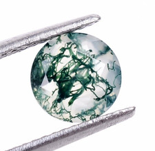 Faceted Cut Moss Agate Round 7X7mm Loose Rare Gemstone Birthday Gift 1.20 Ct.
