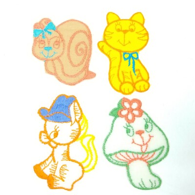 Anthropomorphic Iron On Fabric Patch Vtg MCM Mushroom Cat Snail Horse Animal 524