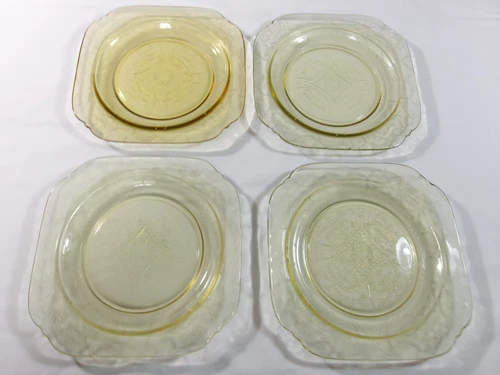 Set of 4 Federal Amber Depression Glass Madrid  Salad Plates 7 3/8" Wide