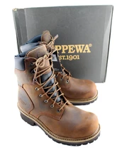 CHIPPEWA Logger Size 10 XW Waterproof Steel Toe 8" Men Work Boot 55026 MSRP $219