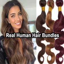 THICK 100G Double Weft Brazilian REMY Human Hair Extensions 1-3Bundles US Stock
