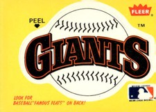 1986 Fleer #NNO San Francisco Giants Logo Team Stickers Hack Wilson (5) back