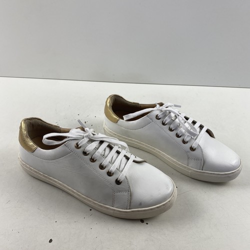 Jack Rogers RORY White/Gold Leather Lace Up Low Top Sneakers Women’s Size 7.5 - Picture 5 of 9