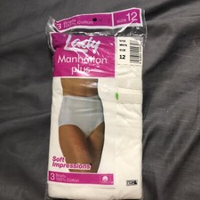 Vintage Lady Manhattan White Cotton Panties Size 12 Briefs Nip 3 Pr