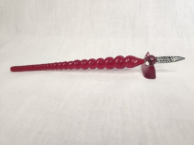 Authentic Models (AM) Hand Blown Dk Red Glass Stylus Calligraphy Pen