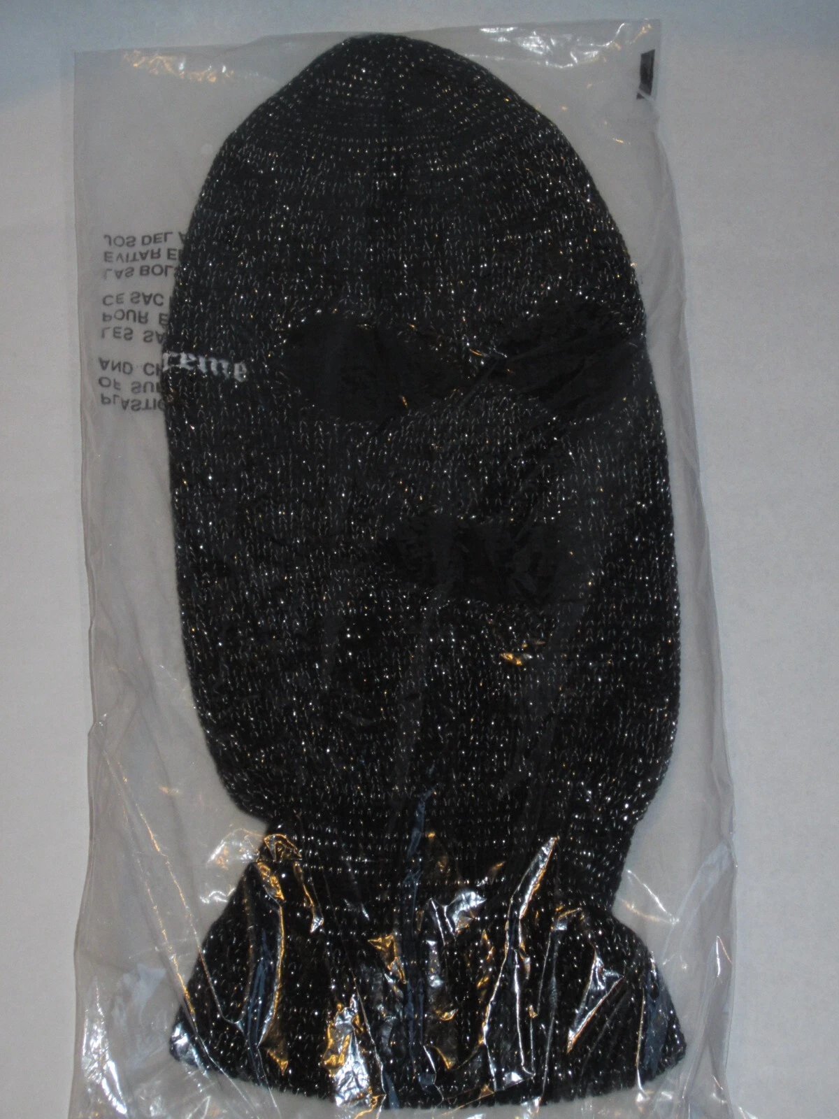 Supreme Lurex Balaclava Black / Silver One Size NEW! F/W 2022