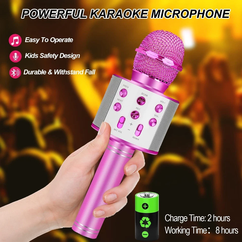 Portable Karaoke Microphone for Kids, Wireless Bluetooth Karaoke Mic for Singing - Image 4 of 4
