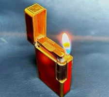 WORKING Dupont Vintage Lighter Red Lacquer Gold