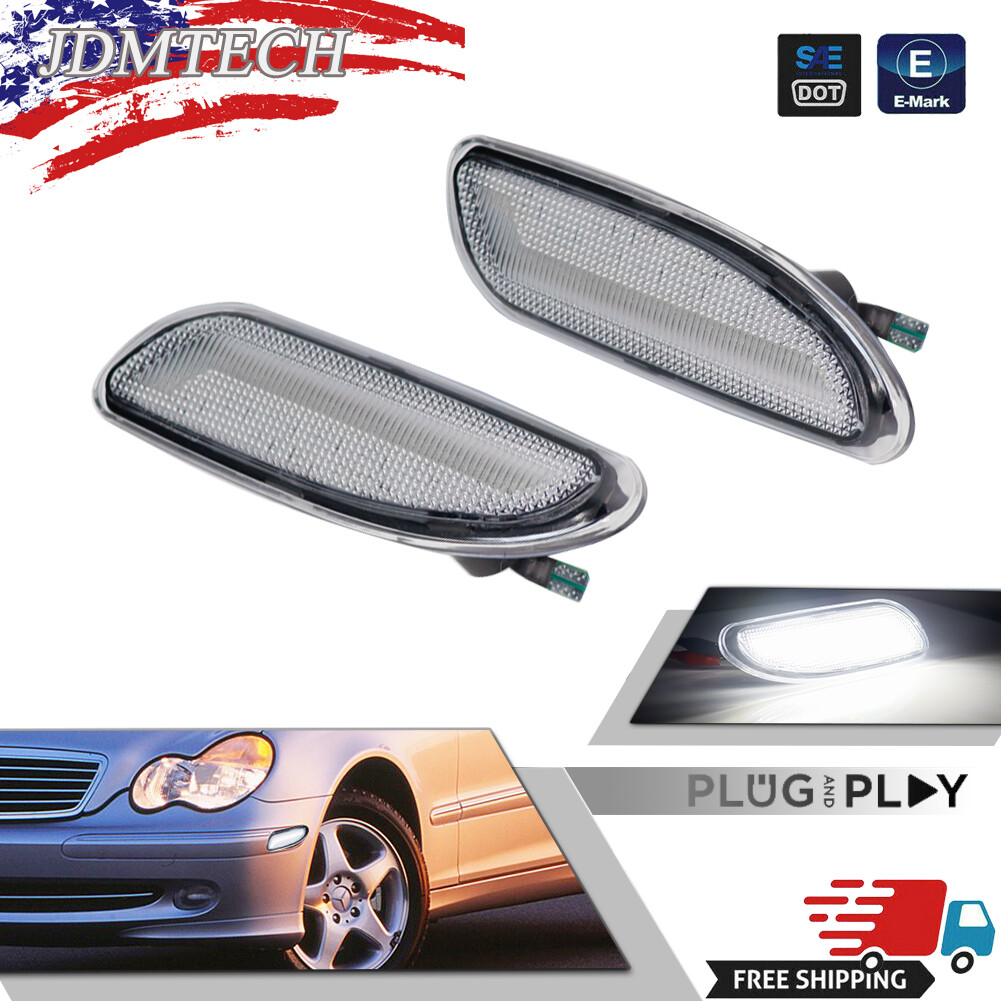 Amber LED Side Marker Lights For 2001-2007 Mercedes C-Class W203 - Plug & Play, Smoked Lens 3 thumbnail image