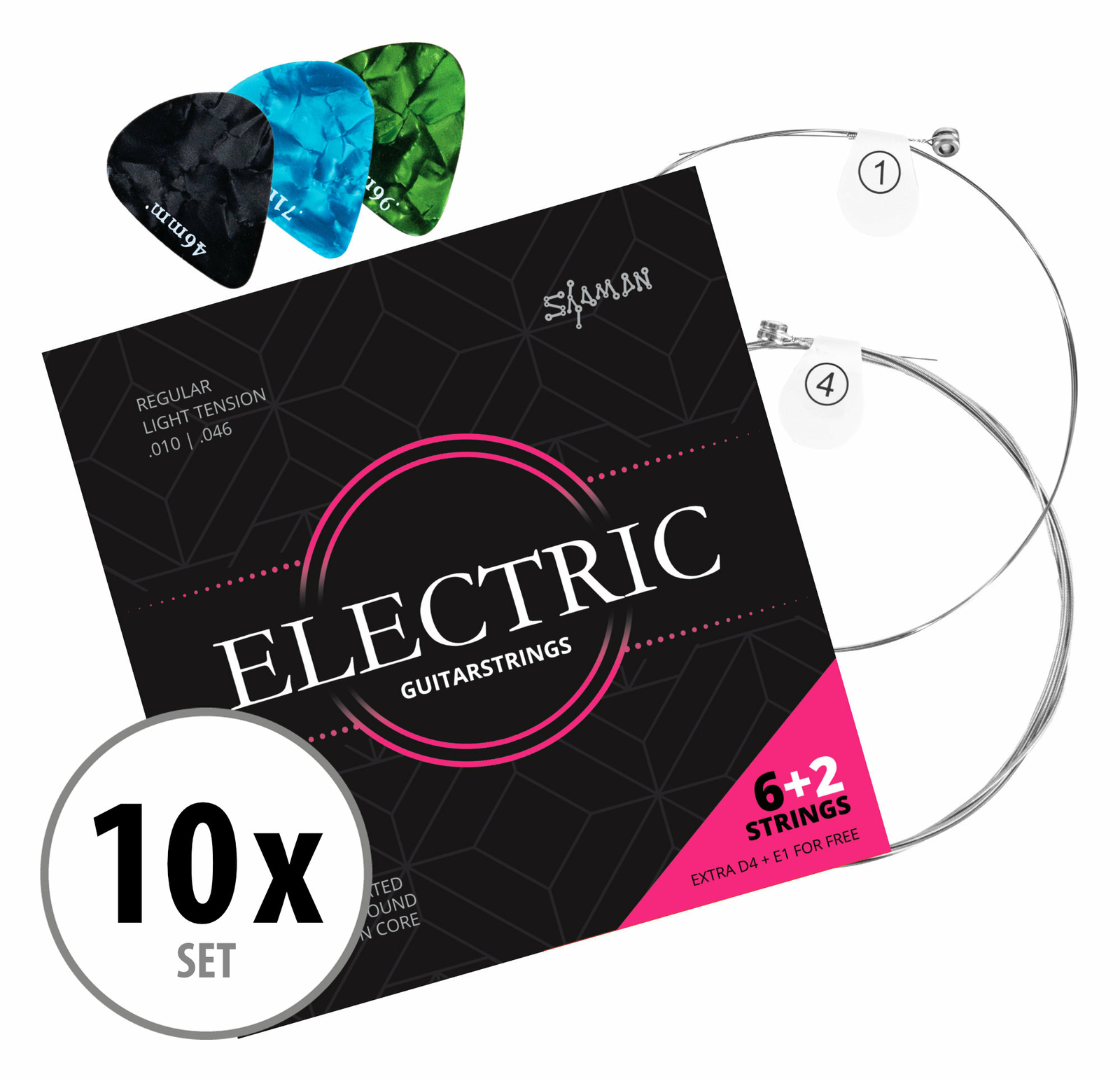 10x Set Saiten E-Gitarre Gitarrensaiten elektrische Gitarre vernickelt Satz