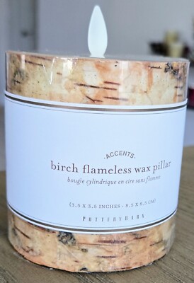 Pottery Barn Birch Luminara Flameless Candle 3-1/2'' Tall x 3-1/2'' Diameter NEW!