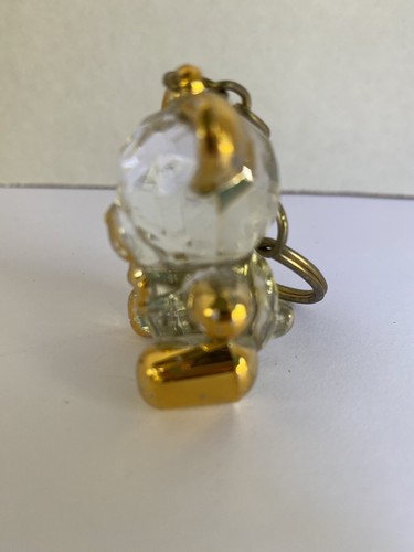 tiny little bear clear plastic key ring gold tone accents key chain cute bear - Picture 7 of 12