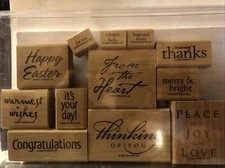 Stampin Up! All Year Cheer 1 Wood Mount Rubber Stamps Set Of 12 Greetings