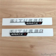 Silver Car Body Rear Trunk Lid Fender Badge Emblem Decal BITURBO 4MATIC Sticker