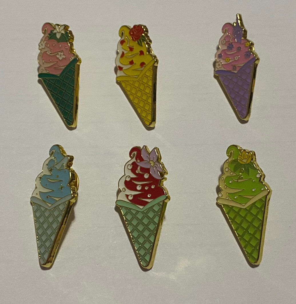 Disney Loungefly Princess Ice Cream Cone FULL SET of Enamel Pins
