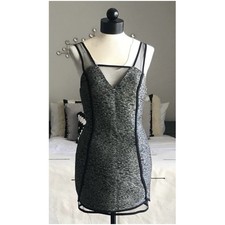 TOBI Women’s Size Small S Mini Dress Black Gray Mesh Detail Wide Strap