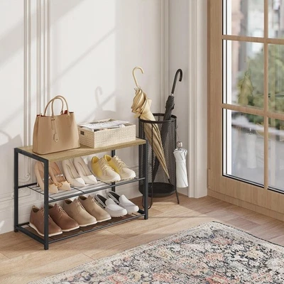 WOLTU Schuhregal 2 Ebenen Schuhablage Schuhständer Schuhbank 63x43x30cm Schwarz - Bild 1 von 4