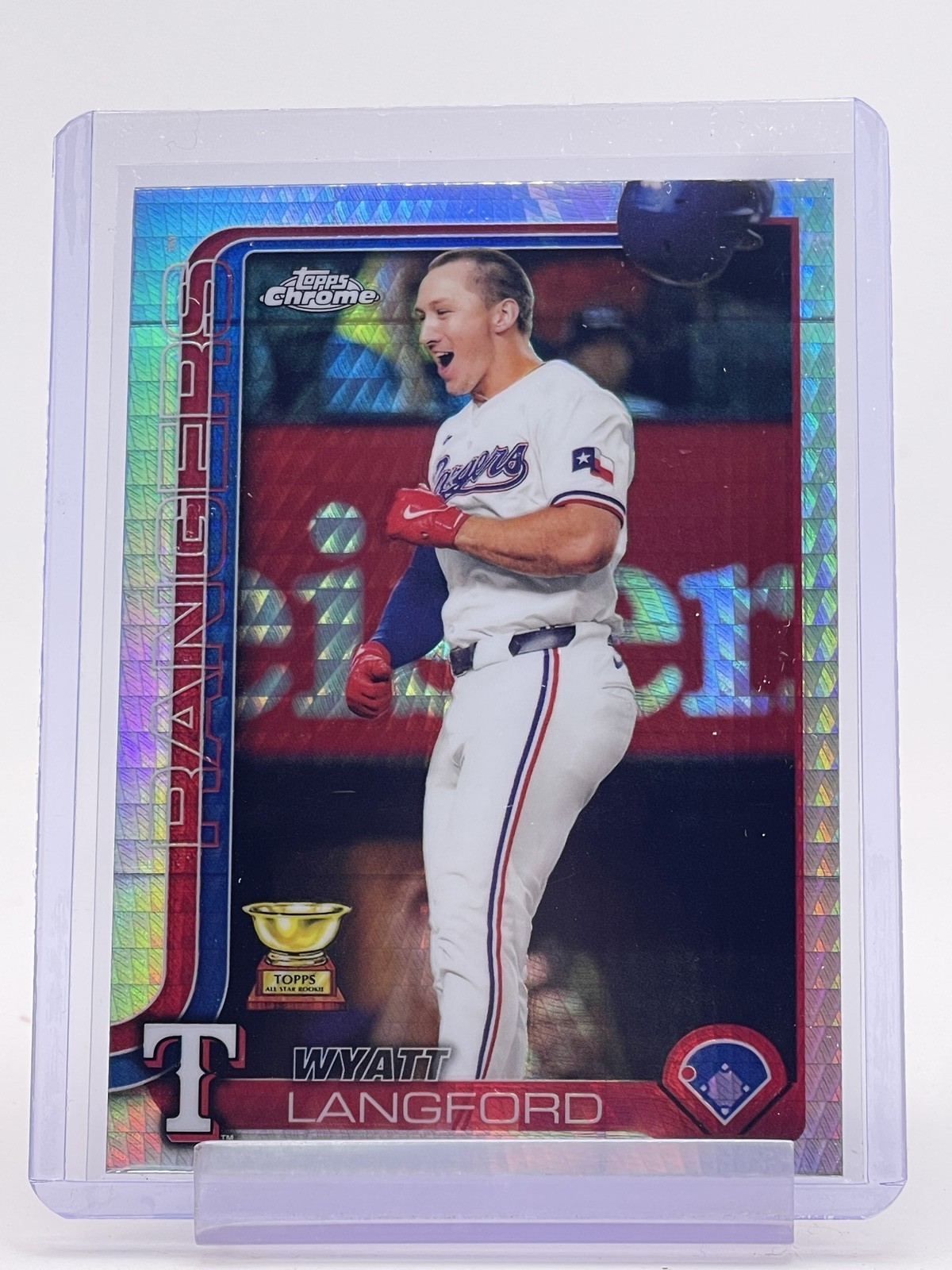 WYATT LANGFORD 2025 TOPPS CHROME PULSAR REFRACTOR ROOKIE #68 RANGERS Q3478