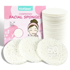 60-Count Compressed Facial Sponges 100 Natural Cellulose Cosmetic Spa Sponge...