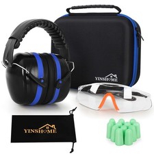 YINSHOME Shooting Ear Protection Earmuffs, Safety Glasses, Earplugs, Case