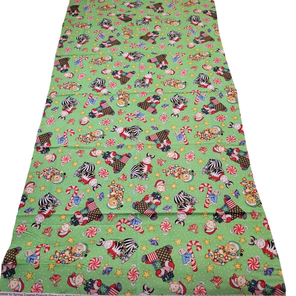 Bazoople Christmas Fabric Springs Creative 22x44 Animals Candy Star Cotton Quilt - Image 2 of 4
