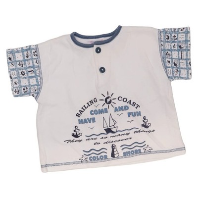 Berti's Baby Club, T-shirt, Größe: 74, Weiß/Blau/Mehrfarbig, Baumwolle #GMv