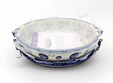 Temp-Tations Floral Lace Blue Oval Baker w/ Lid & Wire Rack 3Qt Set NEW