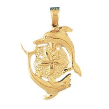 Dolphin Charm Pendant 14k Gold