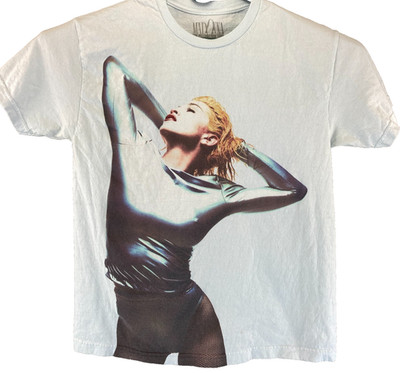 Madonna The Celebration Tour Shirt No Regrets Rescue Me Graphic Tee Blue Large L