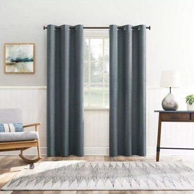Sun Zero Arlander Blackout Heather Blue Grommet Hang Curtain Panel 40'' x 84''